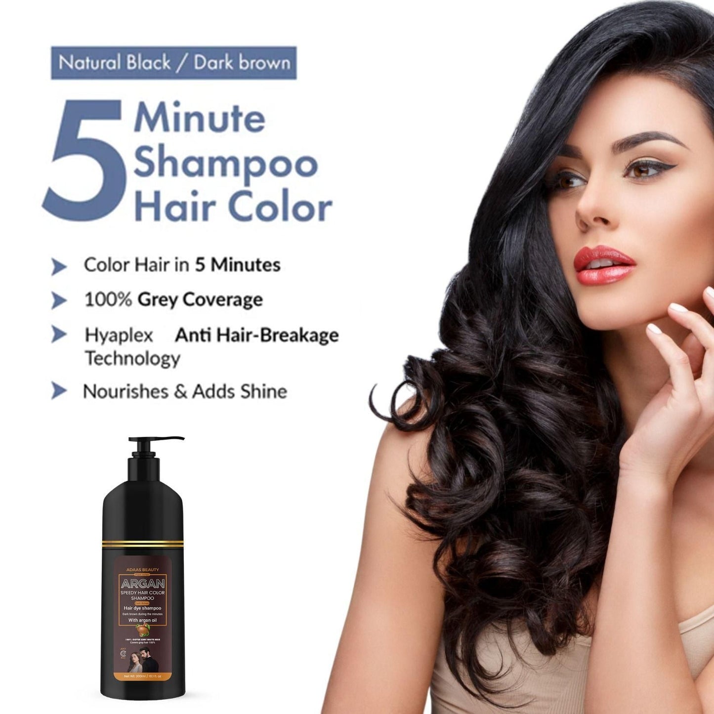 "Argan Oil Infused Hair Color Shampoo – Natural Shine & Long-Lasting Color in Just 5 Mins! (300ml)"