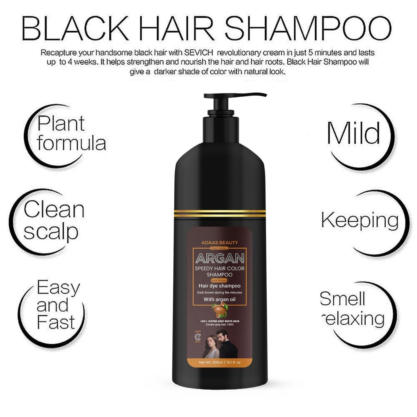 "Argan Oil Infused Hair Color Shampoo – Natural Shine & Long-Lasting Color in Just 5 Mins! (300ml)"